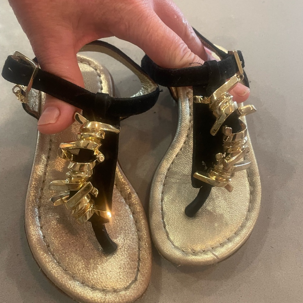DSQUARED2 Girls' Black and Gold Sandals